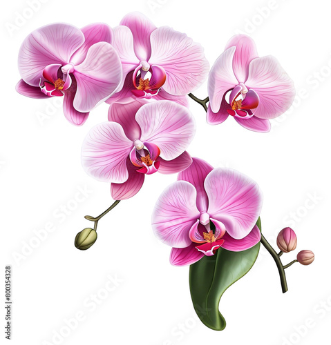 Orchid flower  illustration  pink color  beautiful painting  isolated background