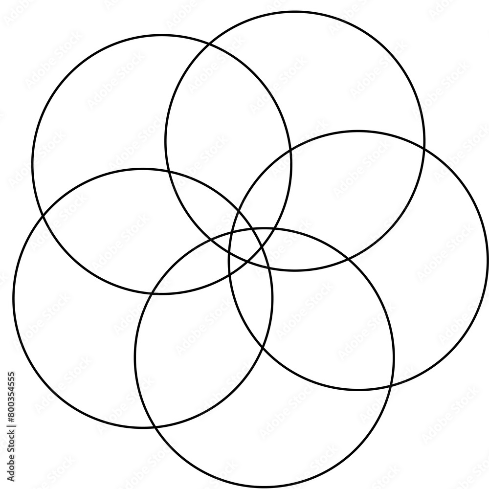Overlapping circles line objects rounds style Overlapping circles line objects rounds style