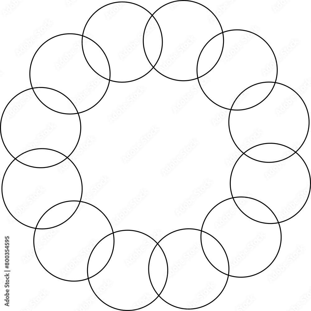 Overlapping circles line objects rounds style Overlapping circles line objects rounds style
