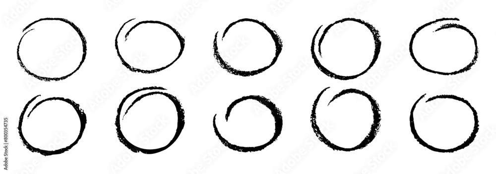 Free hand round chalk sketch for note. Set of rough circle design elements drawn by hand. Free hand round chalk sketch for note. Set of rough circle design elements drawn by hand.