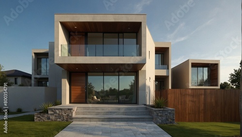 Architectural Design: Start by modeling the exterior of the house, paying close attention to the clean lines, geometric shapes, and contemporary elements characteristic of modern architecture. Include photo