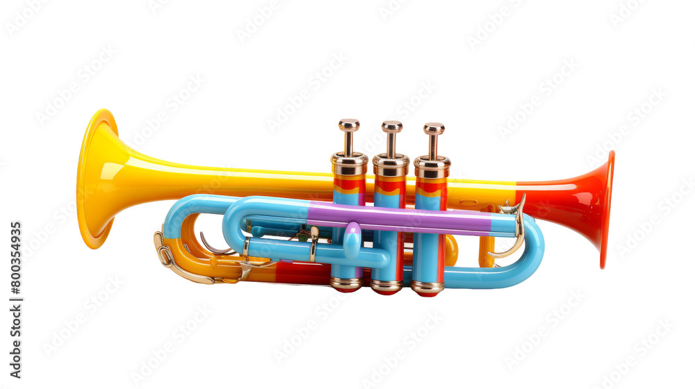 A trumpet with four valves, ready to produce beautiful music on transparent background A trumpet with four valves, ready to produce beautiful music on transparent background
