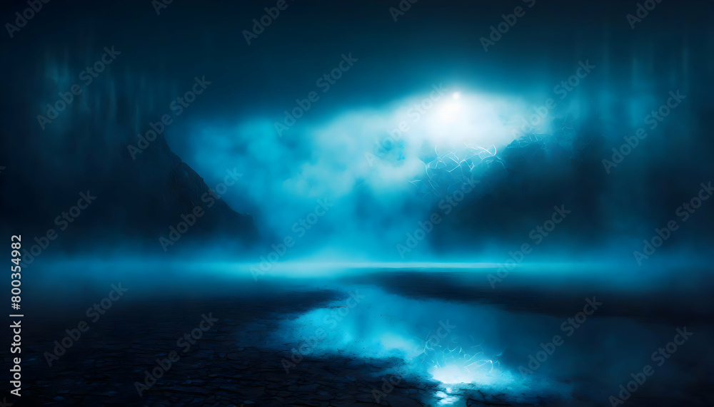 Abstract World Environment foggy at night, ghost on digital art concept, Generative AI.