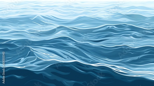 Water surface texture in vector style, rippling blue tones, dynamic and calming for backgrounds, angled view