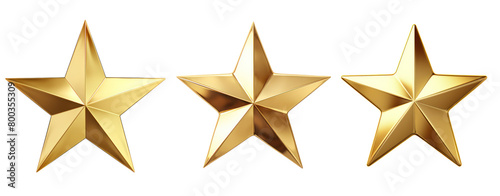 Gold star 3D isolated transparent background christmas decoration