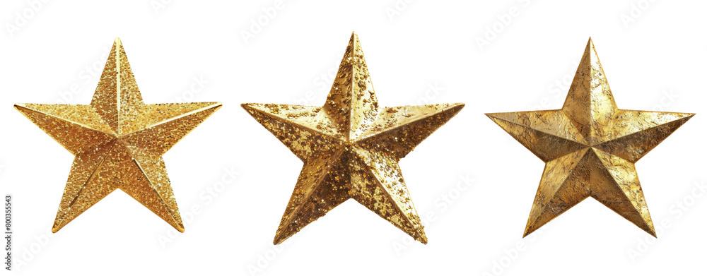 Obraz premium Gold star 3D isolated transparent background christmas decoration
