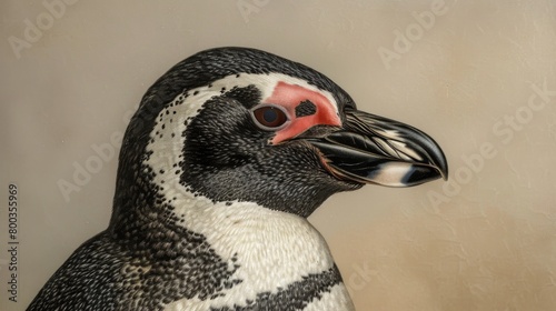 Stylized digital art of a penguin blending realism with creative texture effects and colors photo