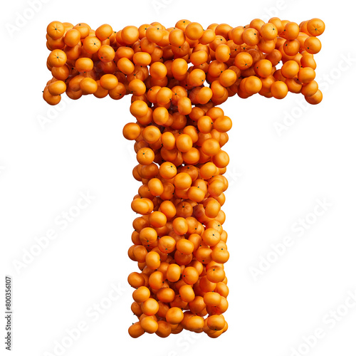 Alphabet from many oranges, letter T