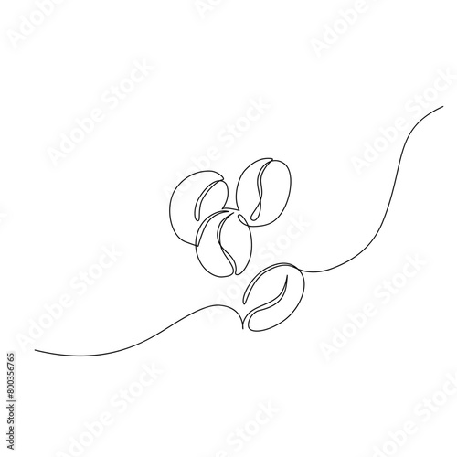 Abstract coffee bean drawing, coffee beans set continuous one line art. © Tanya Syrytsyna