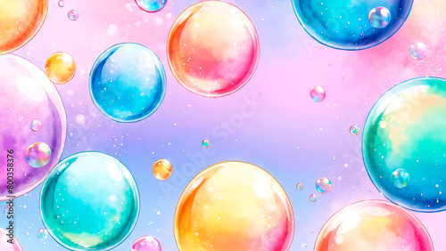 Background illustration with colorful bubbles against soft pastel background