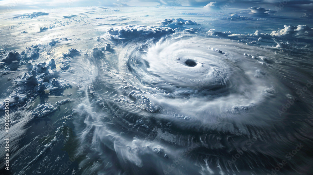 space view of the hurricane showing the effects of climate change.