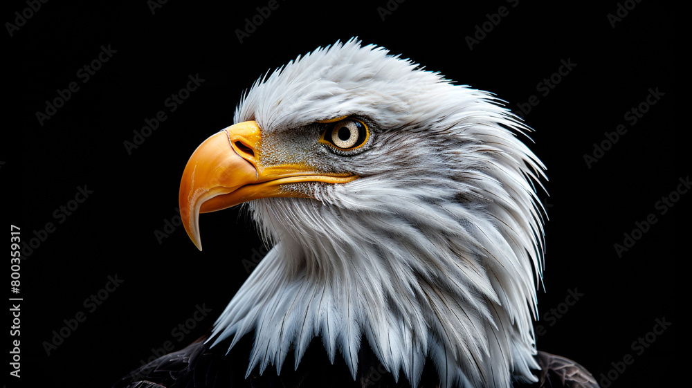 Bald eagle portrait isolated on black background Bald eagle portrait isolated on black background