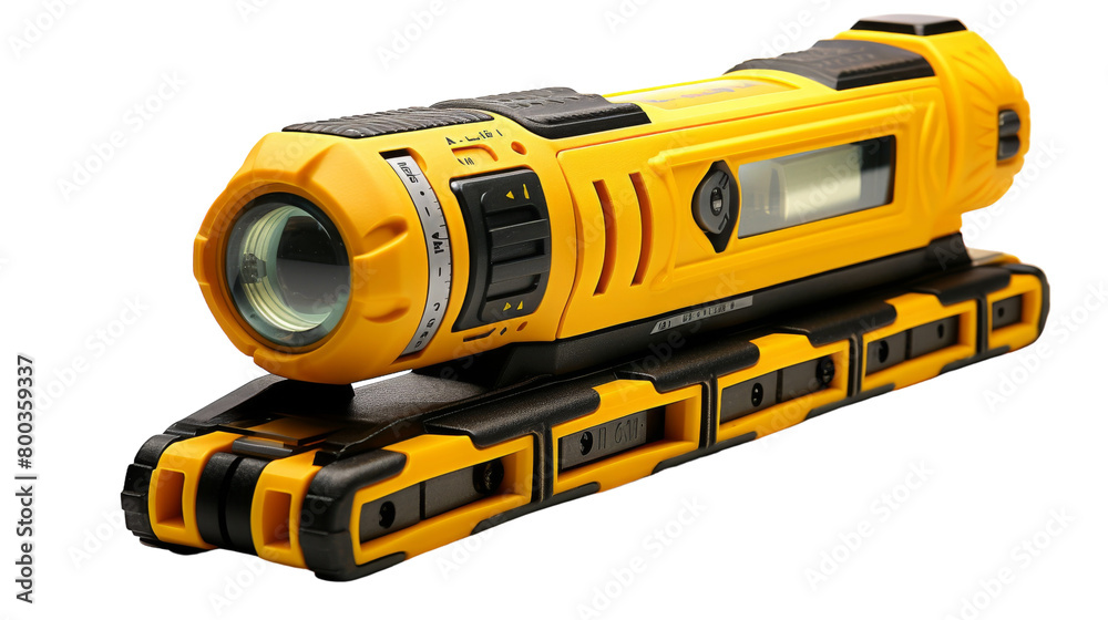 A vibrant yellow and black flashlight shining brightly on a white background on transparent background A vibrant yellow and black flashlight shining brightly on a white background on transparent background