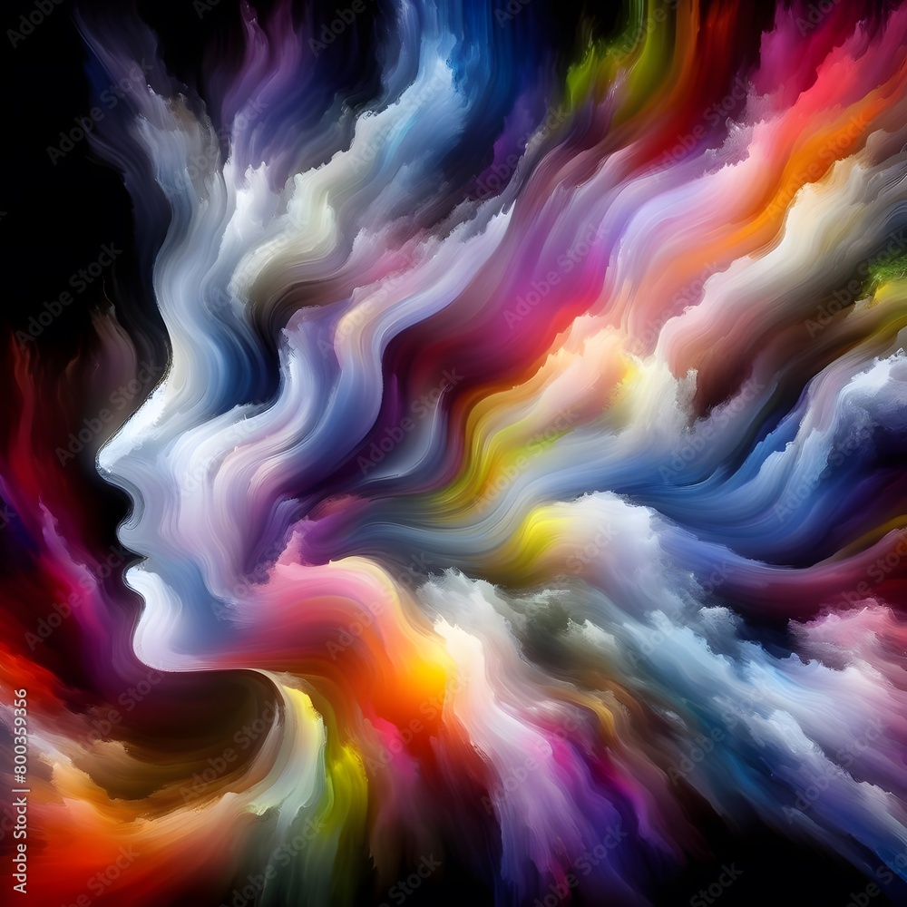 Abstract colorful shapes  Ethereal Echo swirling  dreamlike atmosphere