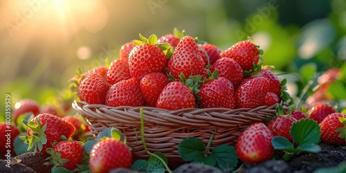 Juicy Delights: Fresh Strawberries at Golden Hour