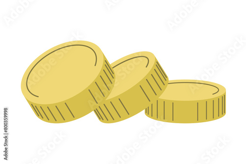 A composition of three golden coins or or playing tokens. Vector illustration	
