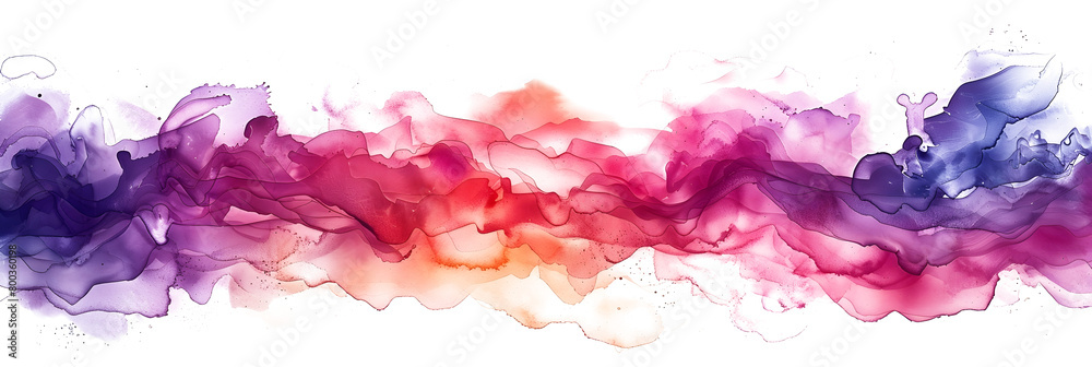 Pink and purple watercolor wash blend on transparent background.