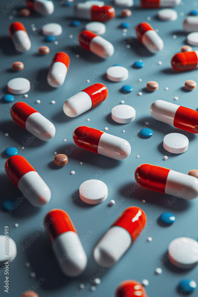 Background of pills and capsules for pain