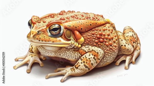 A high-resolution image presenting a toad with photo-realistic textures, perfectly capturing its natural appearance photo