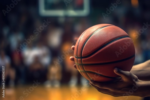 Basketball Glory: American Player on Court Background