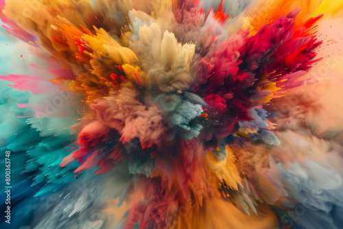 An abstract explosion of vibrant colors  with paint or digital effects creating a dynamic and impactful visual - Generative AI