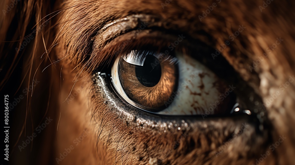 A close up of a brown horse's eye. The eye is dark and mysterious, with a hint of sadness. The horse's eyelashes are long and delicate, and its fur is a rich, dark brown. A close up of a brown horse's eye. The eye is dark and mysterious, with a hint of sadness. The horse's eyelashes are long and delicate, and its fur is a rich, dark brown.