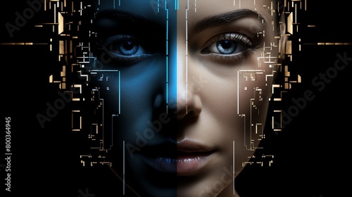 Enhance the beauty and mystery of this captivating portrait with intricate details and a touch of surrealism photo