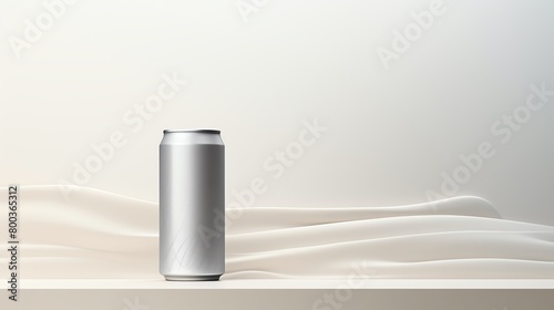 Wallpaper Mural Create a photorealistic image of a single silver aluminum can on a solid white table with a soft, off-white background Torontodigital.ca