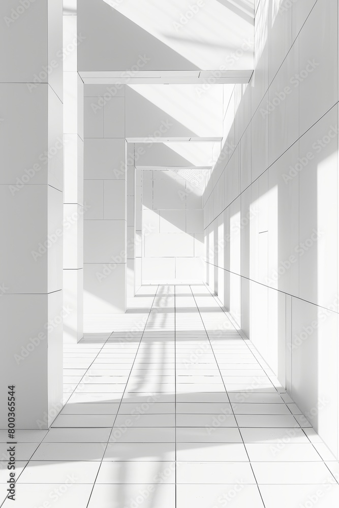 Obraz premium white interior space corridor concept white colour interior space with daylight cosy comfort home interior design background