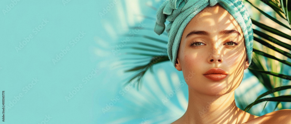 Relaxed young woman, girl model enjoying spa on background. Beauty treatment routine, wellness resorts, salon and hotels centers procedures, luxury face and body care products, recreation therapy. Relaxed young woman, girl model enjoying spa on background. Beauty treatment routine, wellness resorts, salon and hotels centers procedures, luxury face and body care products, recreation therapy.