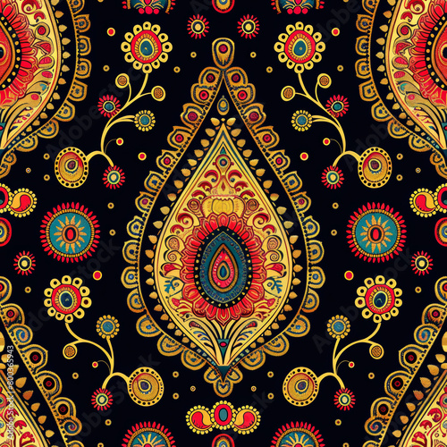 Colorful Saree pattern illustration.