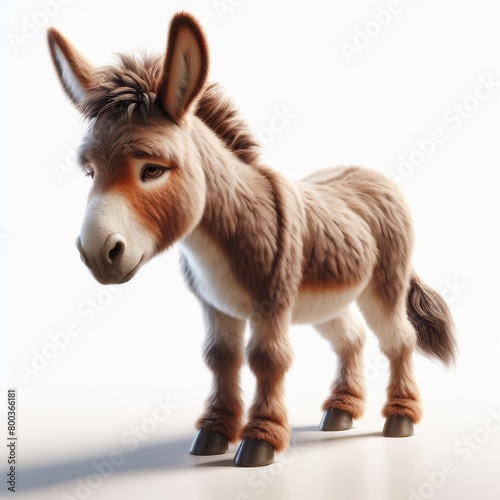 close up of a donkey on white