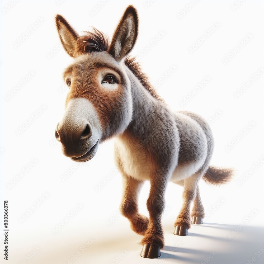 close up of a donkey on white close up of a donkey on white