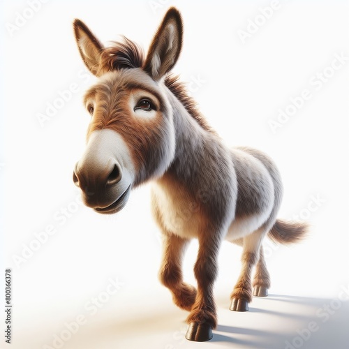 close up of a donkey on white