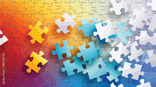 Pieces of white puzzle on color background Vector illustration