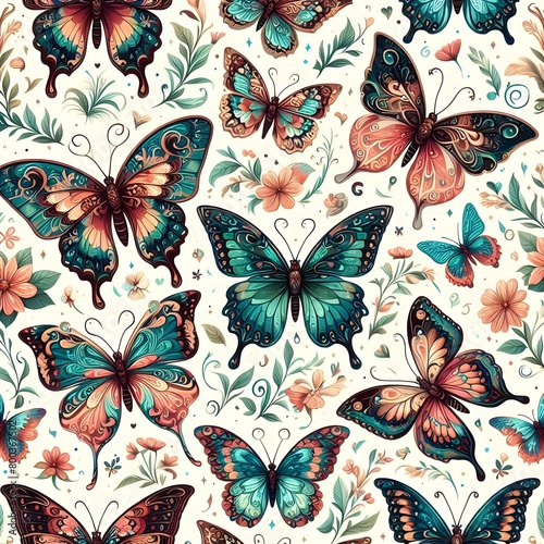 seamless pattern with butterflies © Hamid