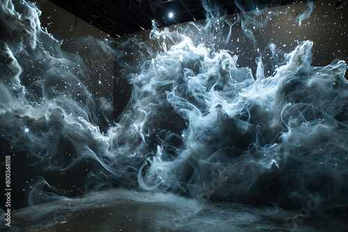 Interstellar dust clouds coalescing into ephemeral sculptures, suspended in the void. photo