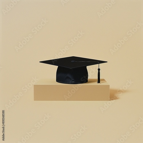 graduate cap on a beige background.