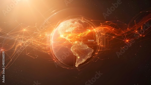 3D illustration of Earths magnetic field with German labeling on black background. Concept 3D Illustration, Earth's Magnetic Field, German Labeling, Black Background photo