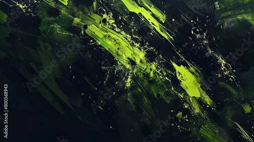 black background with green details, brush style