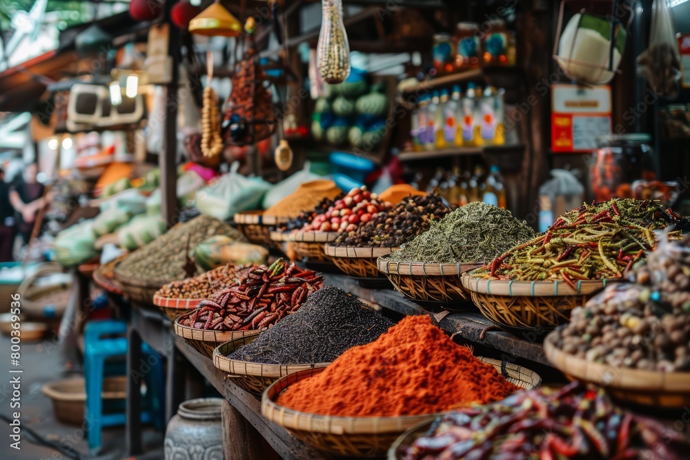 Traditional Asian spice market