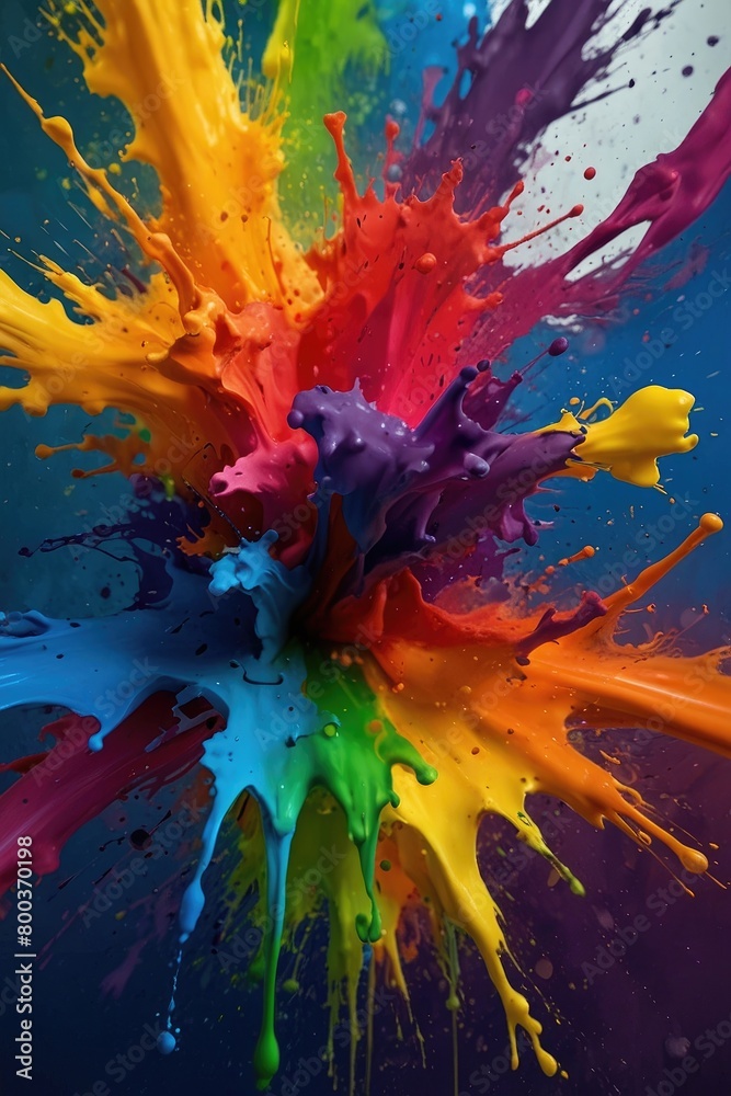 Rainbow color paint splash background. Exploding liquid paint copyspace. Colorful wet paint splashes Rainbow color paint splash background. Exploding liquid paint copyspace. Colorful wet paint splashes