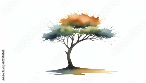 A Minimalistic Illustration Of A Single Tree With Upscaled 44