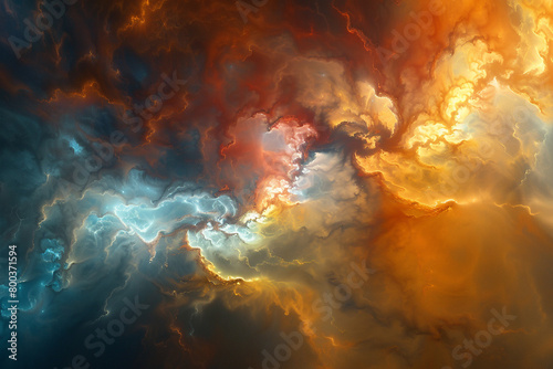Nebulous wisps of color swirling in an otherworldly vortex, evoking cosmic serenity. photo