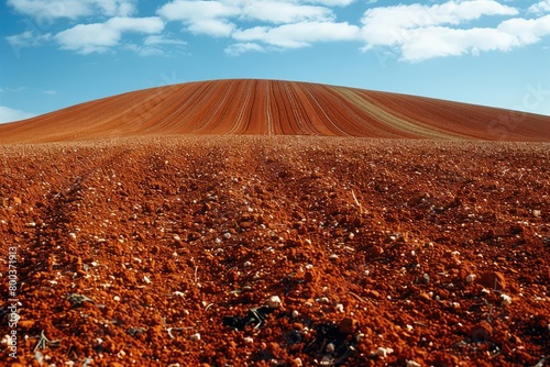 beautiful farmland with plowed field on a sunny day professional photography