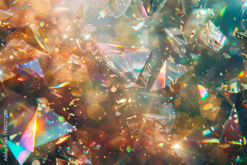 Prismatic shards suspended in a nebulous void, shimmering with ethereal luminescence. photo