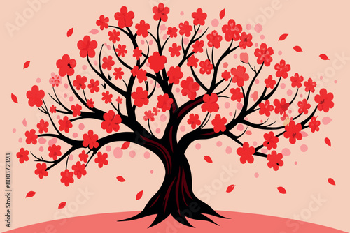 A tree with red leaves and branches