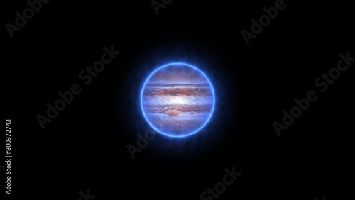 Glowing Jupiter planet and space with glob sphere photo