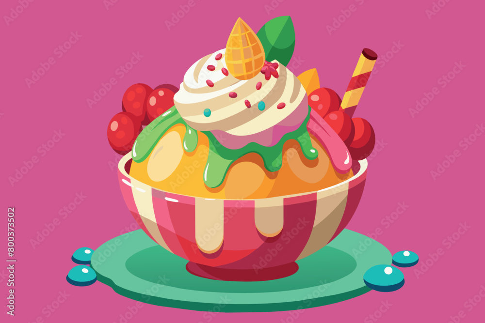 A bowl of ice cream with a cherry on top