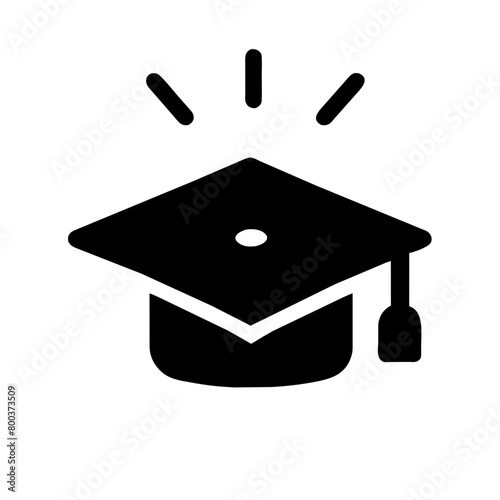 Graduation Ceremony icon, hat cap icon. Academic cap. Graduation student black cap and diploma graphics element silhouette study symbol sing illustration on a Transparent Background